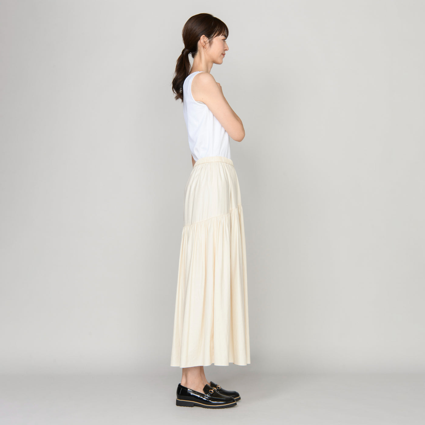レザーライクギャザースカート