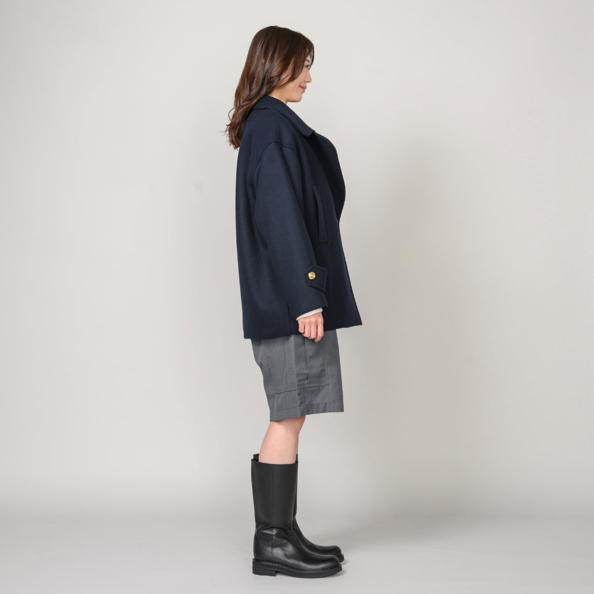 スタンドカラーピーコート