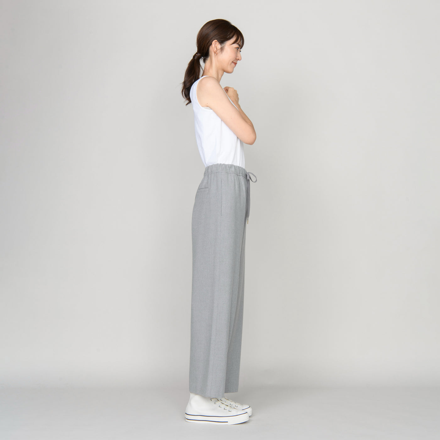 カシミヤタッチ両面起毛ストレートパンツ