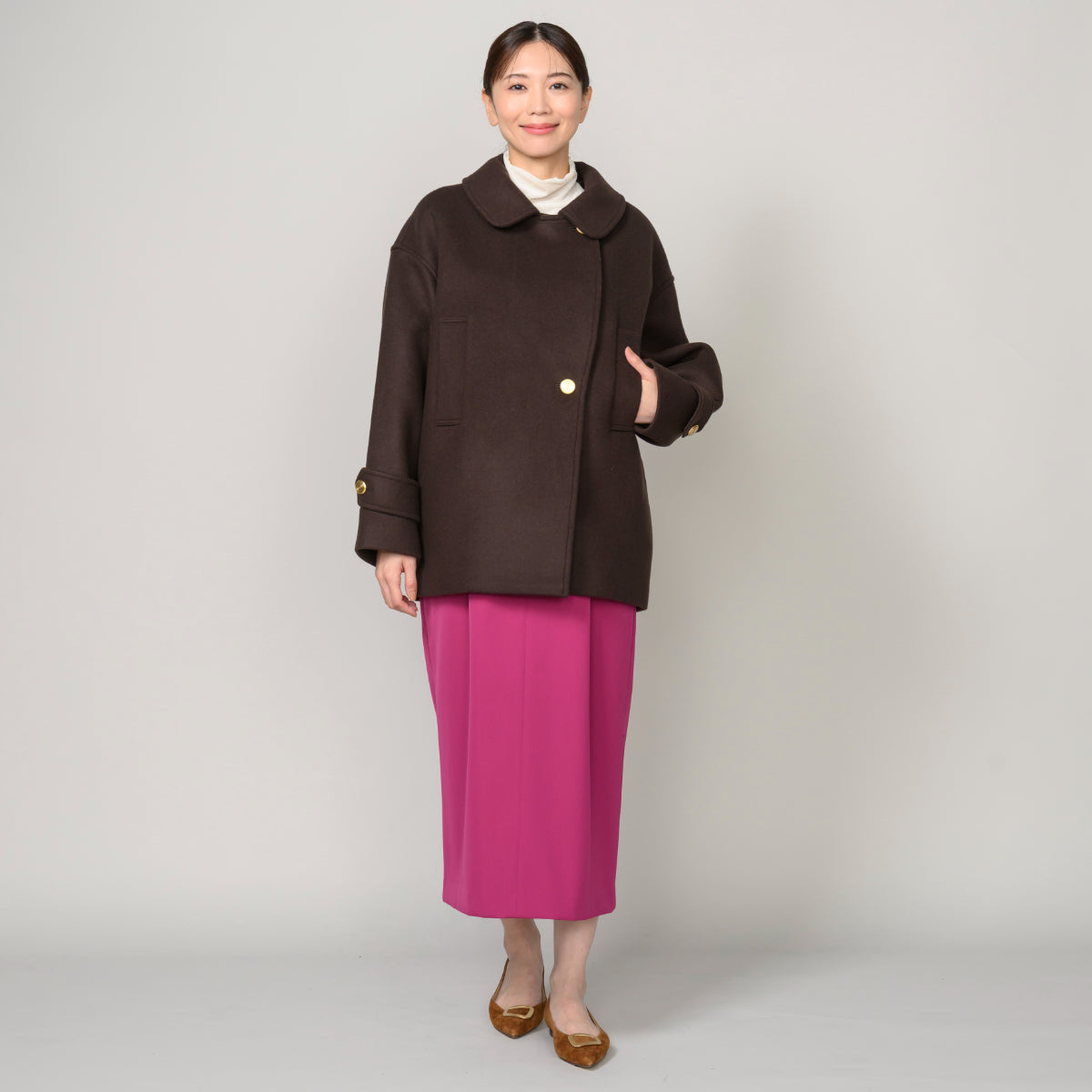 スタンドカラーピーコート