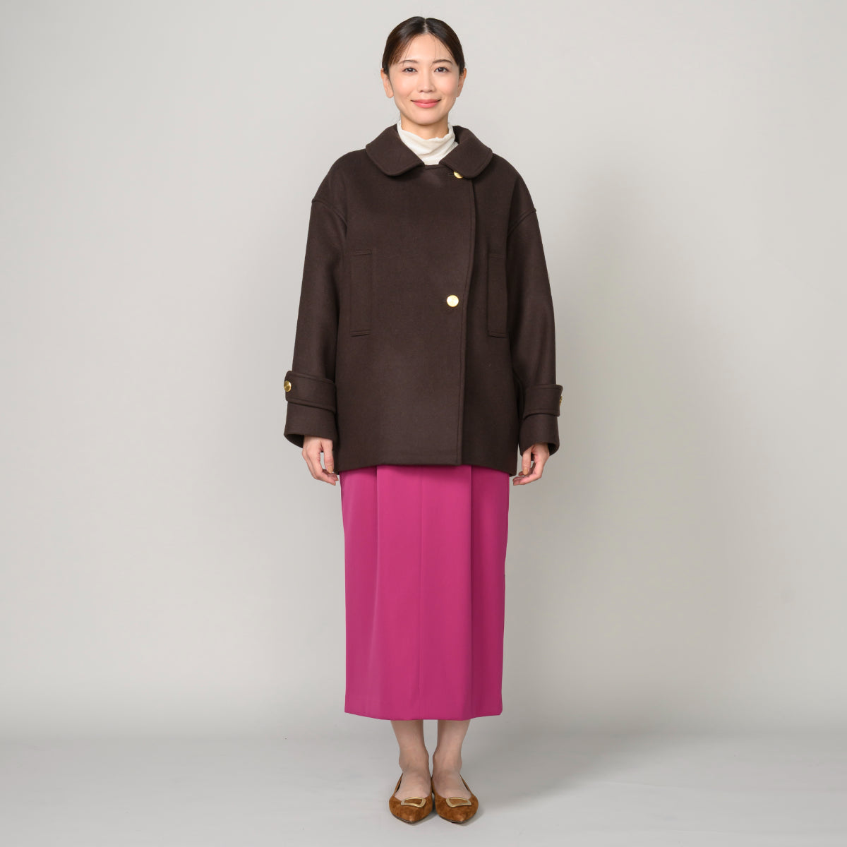 スタンドカラーピーコート