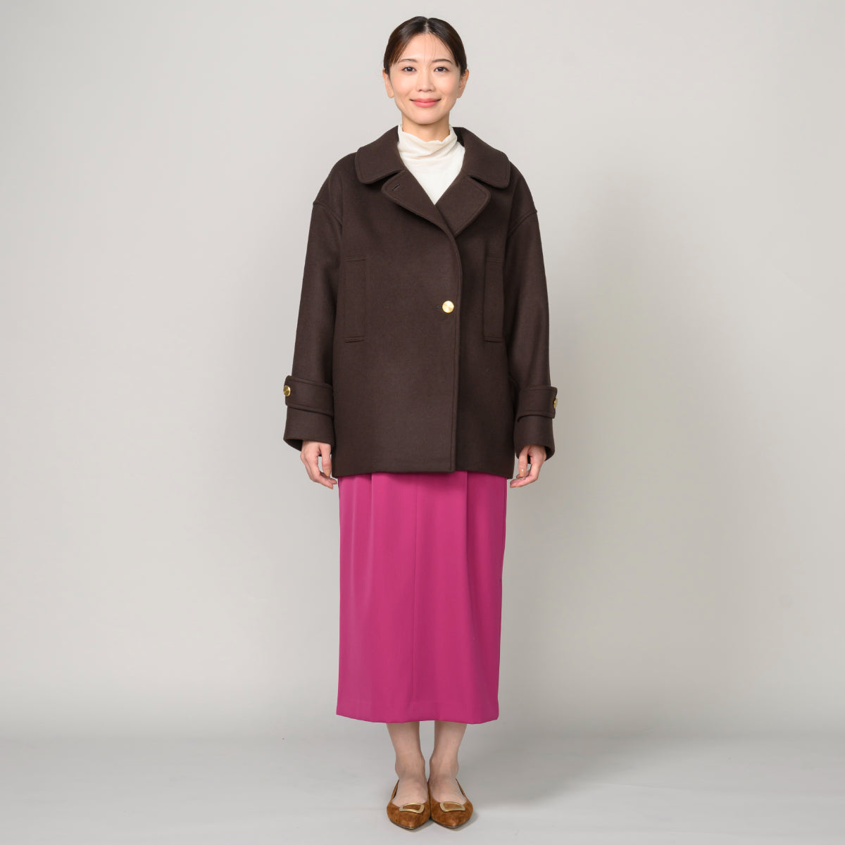 スタンドカラーピーコート