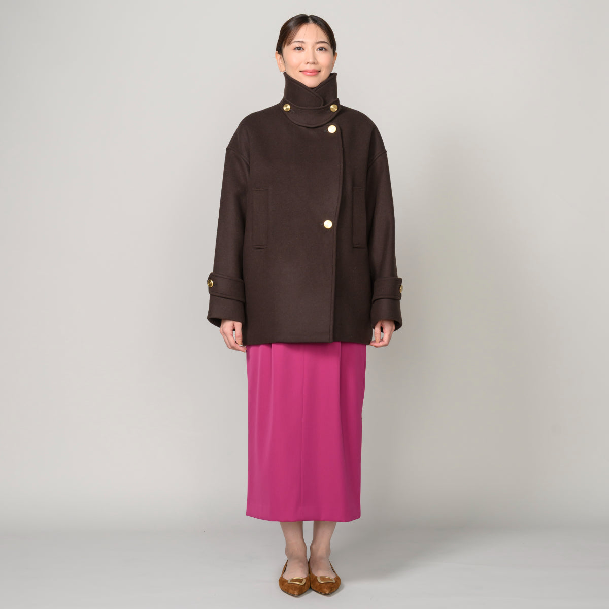 スタンドカラーピーコート