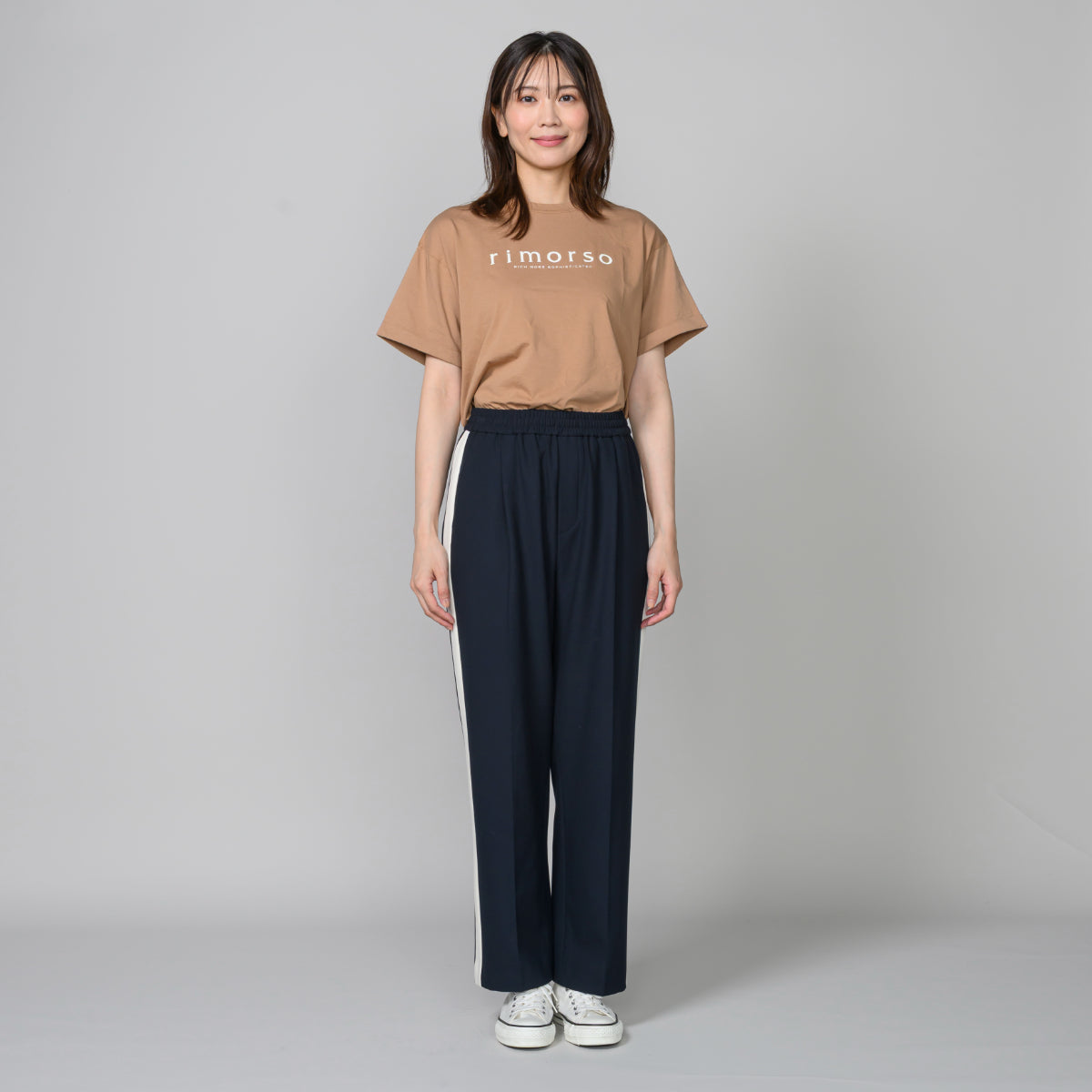 同素材切替ライン入りパンツ