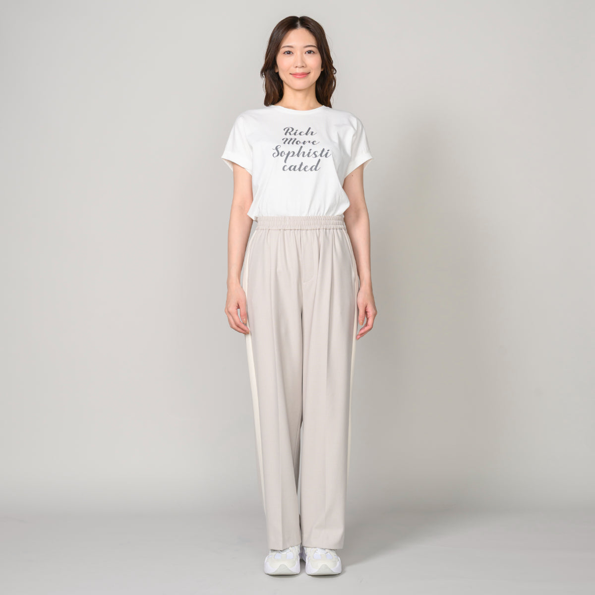 同素材切替ライン入りパンツ