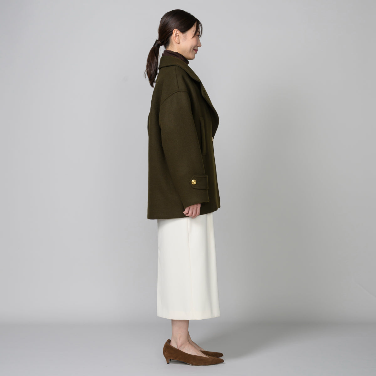 スタンドカラーピーコート